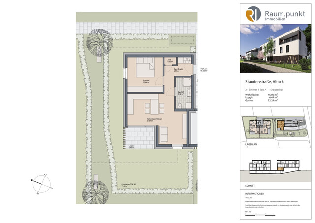 2-Zimmer-Gartenwohnung in Altach - Ruhelage / Top A1