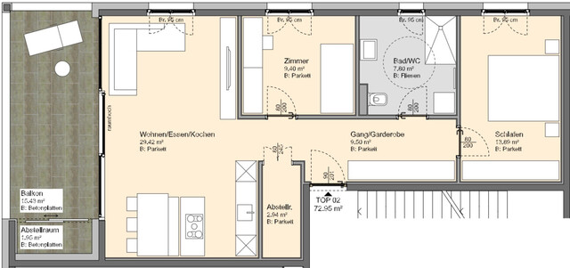 Mäder: Moderne 3-Zimmer-Wohnung mit möglicher Übernahme von EUR 118 Tsd. Wohnbauförderung zu nur 0,25 %