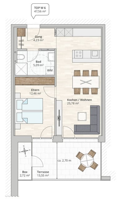 2-Zi-Terrassenwohnung TOP 6 in Rankweil, Vorderlandstraße 2
