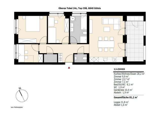 Ihr neues Zuhause mit Stil – Moderne 3,5-Zimmerwohnung mit Loggia in Götzis zu vermieten!