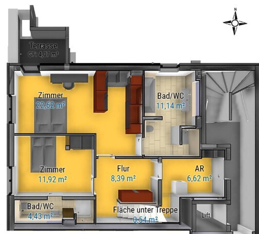 122m² große 3-Zimmer-Maisonettewohnung mit Seeblick und Zweitwohnsitzmöglichkeit am Eichenberg!