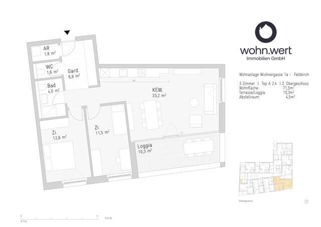 3-Zimmerwohnung am Jahnplatz inmitten von Feldkirch - Erstbezug - zu mieten - Top A2.4