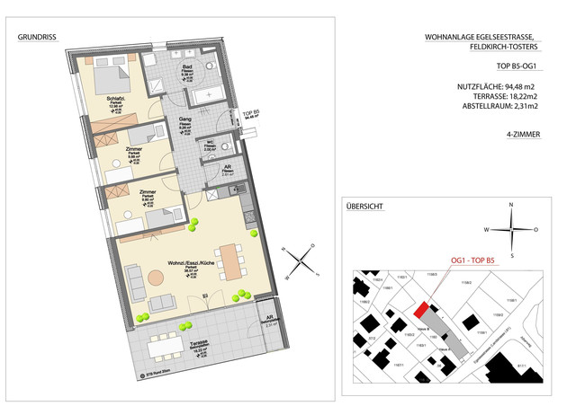 Geräumige  4 Zimmer -Terrassenwohnung in Tosters !Grenznähe!