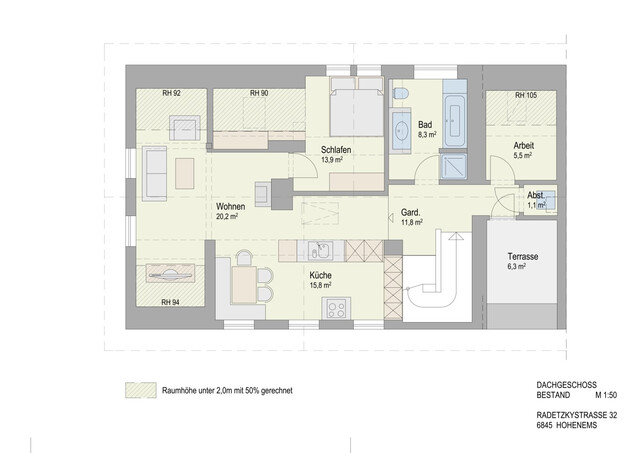Charmante 2,5-Zimmer-Dachgeschosswohnung mit Terrasse und Fernblick in Hohenems