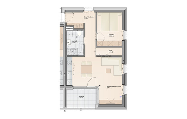 Baustart bereits erfolgt! Sonnige 2-Zimmer Dachgeschosswohnung