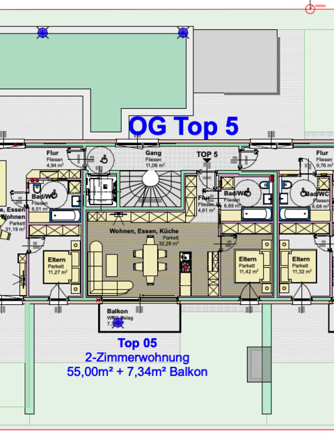 Top 5 Neubauwohnung mit Tiefgarage, Balkon und Dachterrasse