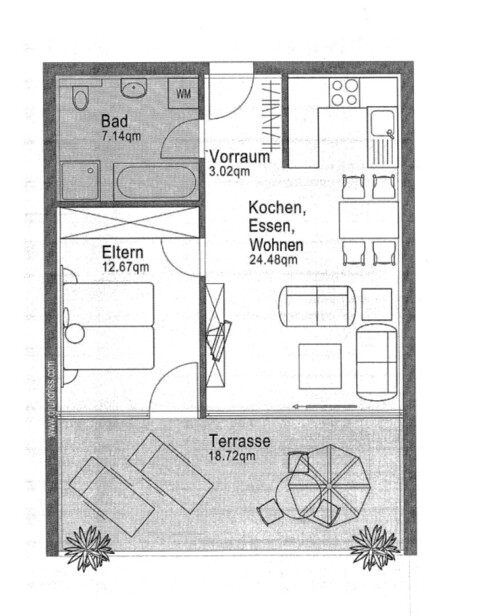 Schöngelegene 2-Zimmerwohnung mit Terrasse in Muntlix-Zwischenwasser zu vermieten!