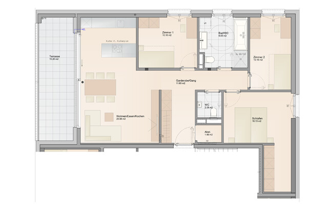 4-Zimmer Terrassenwohnung mit optimaler Raumaufteilung (Top B04)