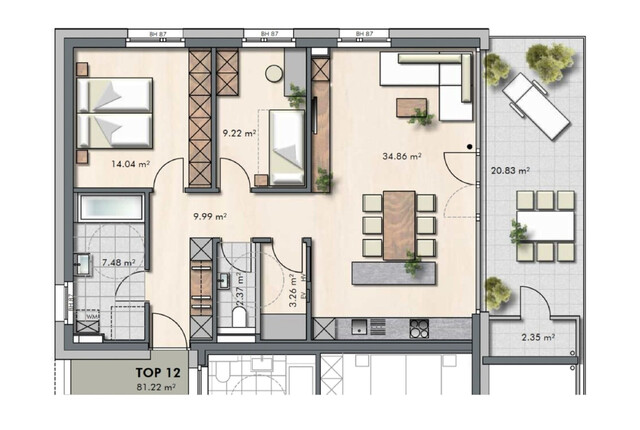 Stilvoll Wohnen: 3-Zimmer-Terrassenwohnung in Lustenau zu vermieten!