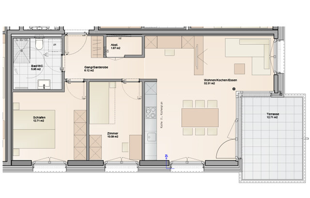 3-Zimmer Terrassenwohnung mit hochwertiger Ausstattung (Top C06)