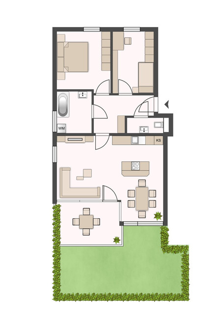 Gepflegte 3-Zimmer-Gartenwohnung mit Süd-West-Ausrichtung  in Lustenau