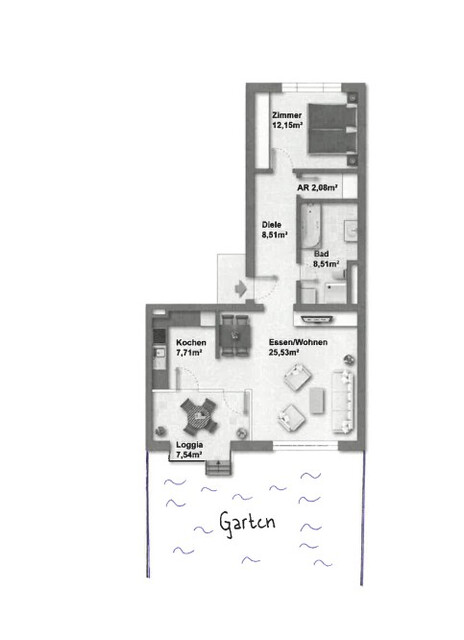 Großzügige 2-Zimmer-Gartenwohnung im Herzen von Dornbirn zu vermieten