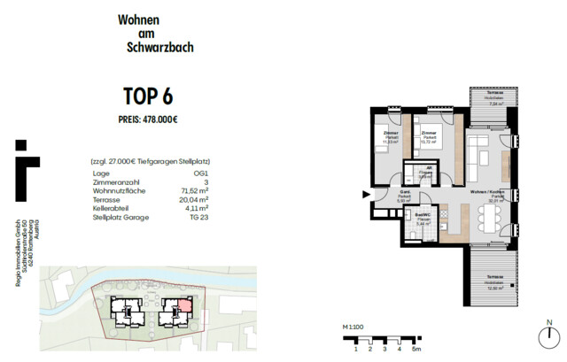 Wohnen mit zwei Terrassen - 3 Zimmer Wohnung am Schwarzbach in Bludesch - NEUBAU