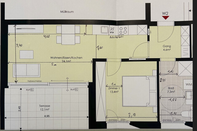 Neuwertige 2-Zimmer-Wohnung mit  großem Garten und Terrasse 