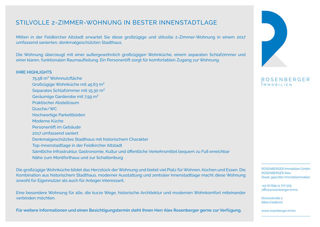 STILVOLLE 2-ZIMMER-WOHNUNG IN BESTER INNENSTADTLAGE / TOP 2