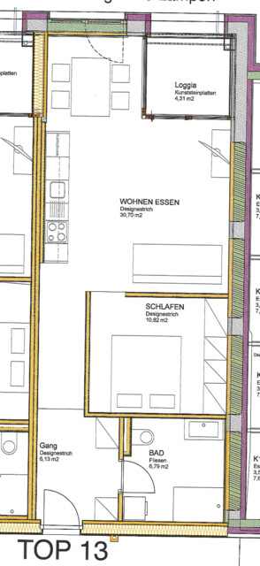 2-Zimmer Wohnung mit hohen Räumen und Loggia zu Vermieten