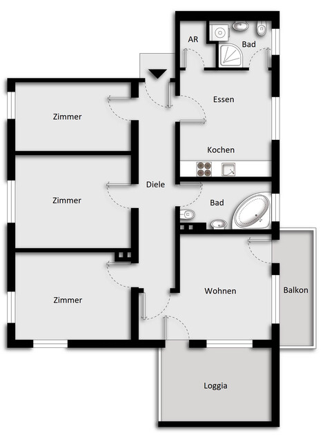 Geräumiges 5 Zimmerwohnung mit 2 Parkplätzen, Balkon, Lobby, Abstellraum, Keller und Fahrradabstellraum