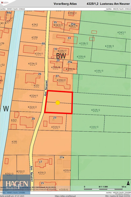 Grundstück in attraktiver Lage in Lustenau – direkt an der Landesgrünzone