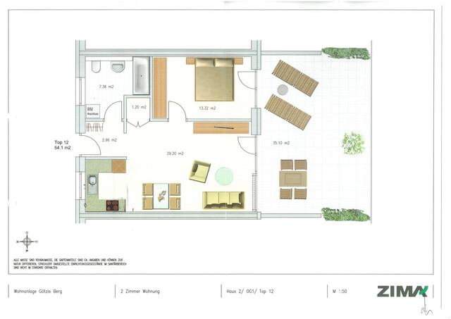 Charmante 2-Zimmerwohnung mit ca. 35 m² Terrasse am Götzner Berg