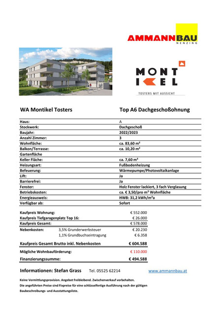 NEUBAU Erstbezug: Traumhafte 3-Zimmerwohnung in Tosters