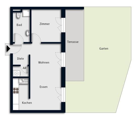 Attraktive 2-Zimmer-Gartenwohnung mit hochwertiger Ausstattung