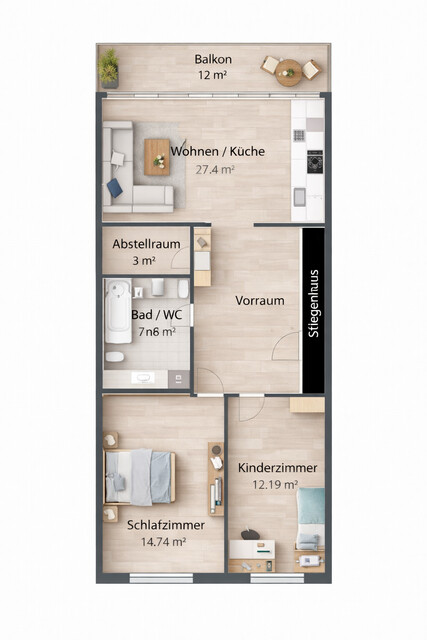 Maklerfreie 3-Zimmerwohnung mit Balkon & Carport in Rankweil – Nähe Badesee & Hirschmann