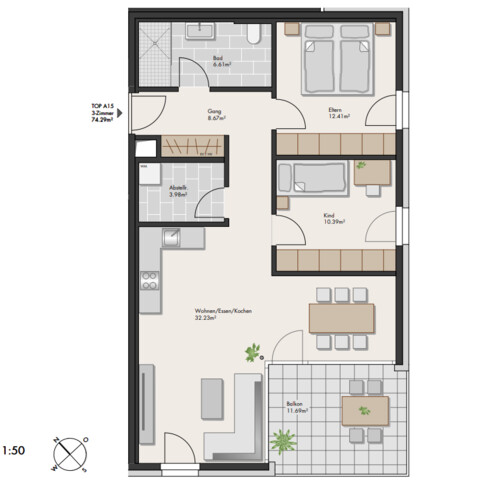ohne Provision  neuwertige,  moderne 3 Zimmer Terrassenwohnung 