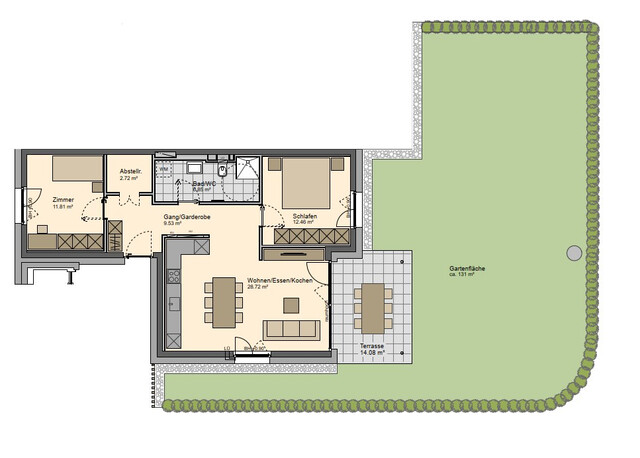 Stilvolle 3-Zimmer-Gartenwohnung in ruhiger Lage in Feldkirch zu vermieten