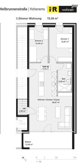 Neuwertige, sehr schöne 
3-Zimmer-Terrassen-Wohnung in
Hohenems