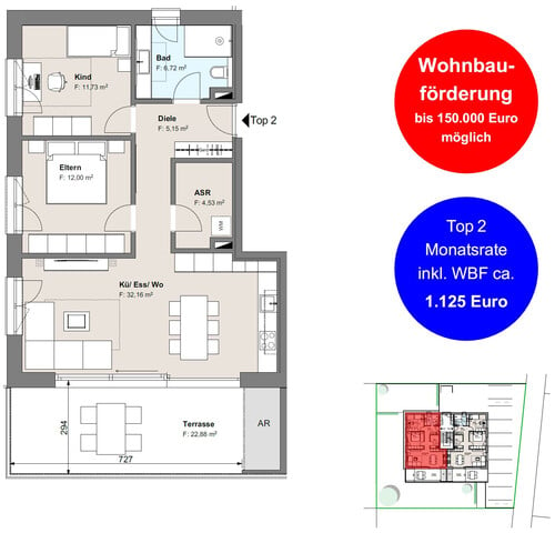 3-Zimmerwohnung mit großzügigem Balkon und traumhaftem Ausblick (Top 2)