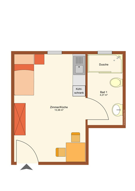 Platzsparend & stilvoll - 1-Zimmer-Dachgeschosswohnung in Lustenau