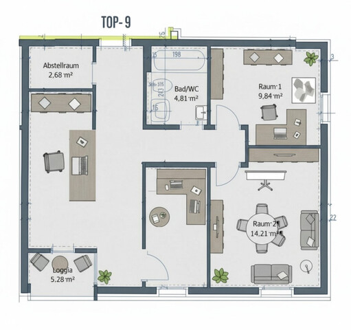 Effiziente Büro-/Praxisfläche mit Loggia in zentraler Lage in Feldkirch zu vermieten!