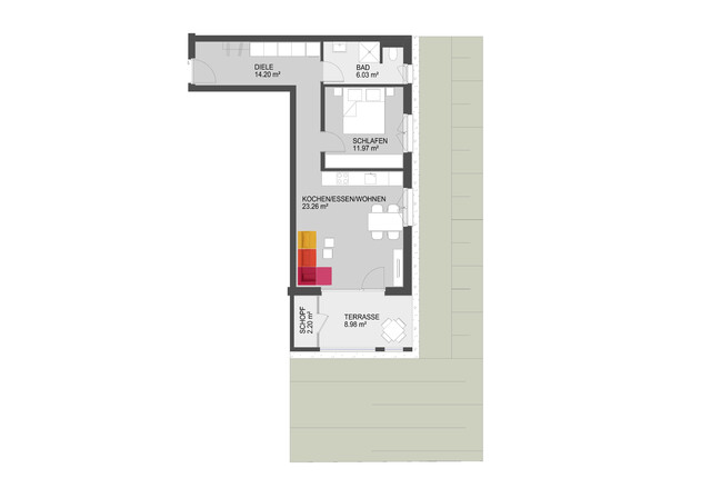 Modern & ruhig – 2-Zimmer-Gartenwohnung