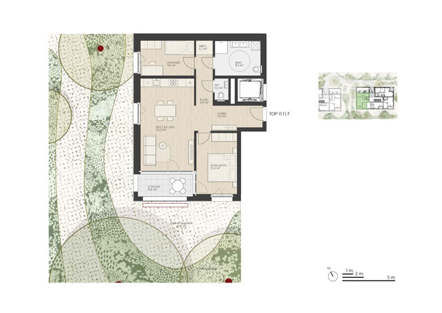 Top 0.1 F Haus F  |  Wunderschöne 3-Zimmer-Eck-Garten-Whg.  |  Das Garten Quartier Dornbirn "Rohrbach 23"