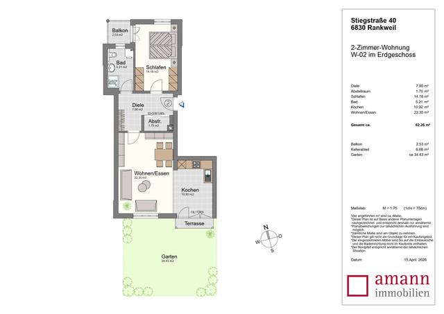 Geräumige und helle 2-Zimmer-Wohnung in Rankweil