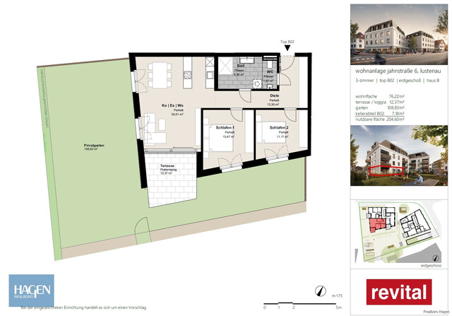 Neubau im Zentrum - Top B.02
3-Zimmerwohnung mit Garten
ATTRAKTIVE FINANZIERUNG