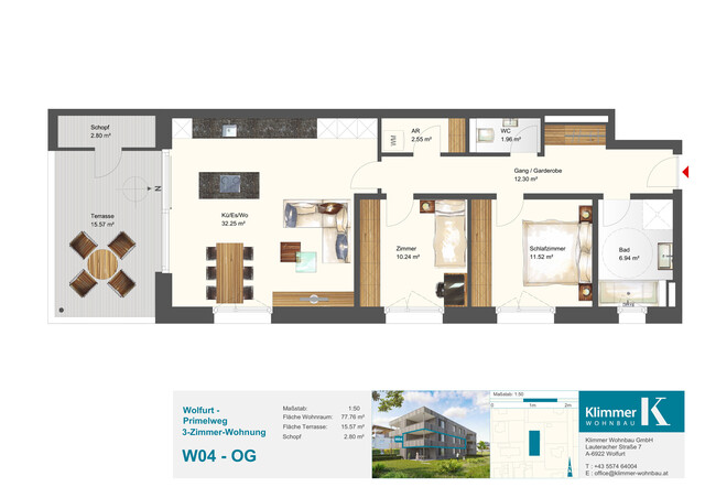 Entspannt wohnen, modern leben. 3-Zimmer-Terrassenwohnung W04