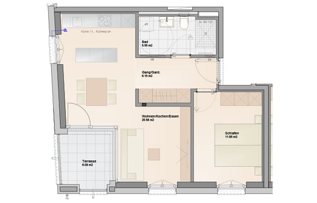 Baustart Frühjahr 2025 fixiert: Optimal aufgeteilte 2-Zimmer Terrassenwohnung mit Wohnbauförderung (Top A05)