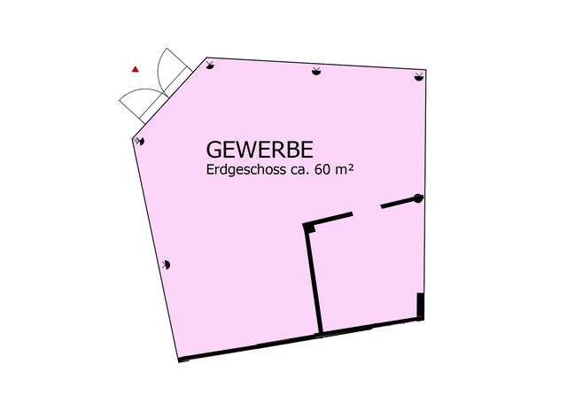 Gewerbefläche am Rande der Fußgängerzone / Jahnstraße