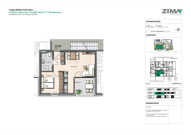 Schöne 2-Zimmer-Terrassenwohnung im Stadtbezirk Schoren zu vermieten