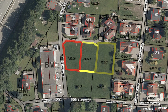 Bau Mischgebiet: 3 Grundstücke nebeneinander: 728 m² bis 822 m² | 2.282 m² insgesamt
