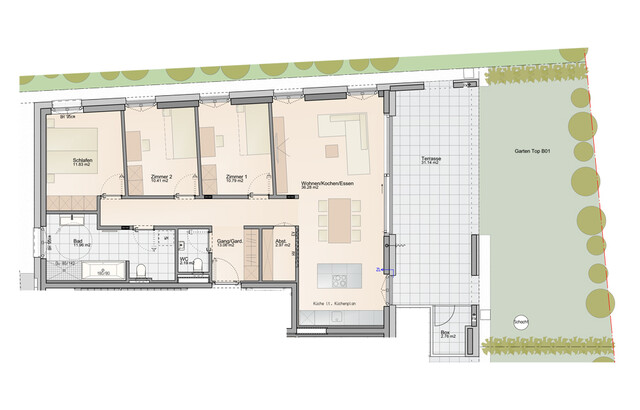 Baustart bereits erfolgt: 4-Zimmer Familienwohnung mit gemütlichem Garten (Top B01)