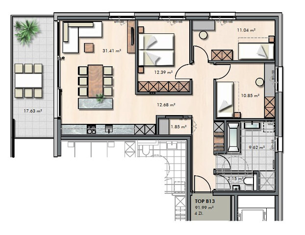 Sonnige 4-Zimmer-Dachgeschosswohnung in ruhiger Lage in Höchst zu vermieten