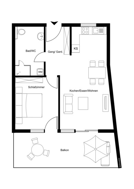 Moderne 2-Zimmer-Wohnung mit Garagenstellplatz – Komfortables Wohnen zum Wohlfühlen