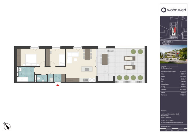 Wohnanlage "Hillside" - Traumhafte 3-Zimmerwohnung mit riesiger Terrasse - Top 13