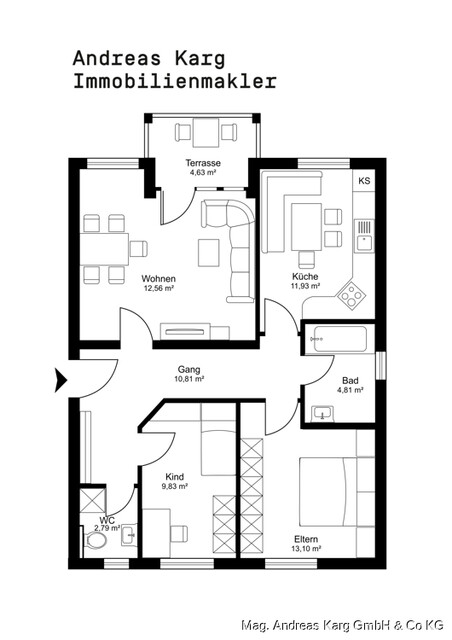 NEUER PREIS: gepflegte 3,5-Zimmer-Wohnung mit verglaster Loggia & Tiefgarage in Hard