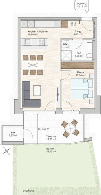 2-Zi-Gartenwohnung TOP 2 in Muntlix, Hauptstraße 31+33