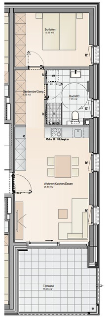 Moderne 2-Zimmer-Wohnung mit Terrasse am Fuße des Muttersbergs