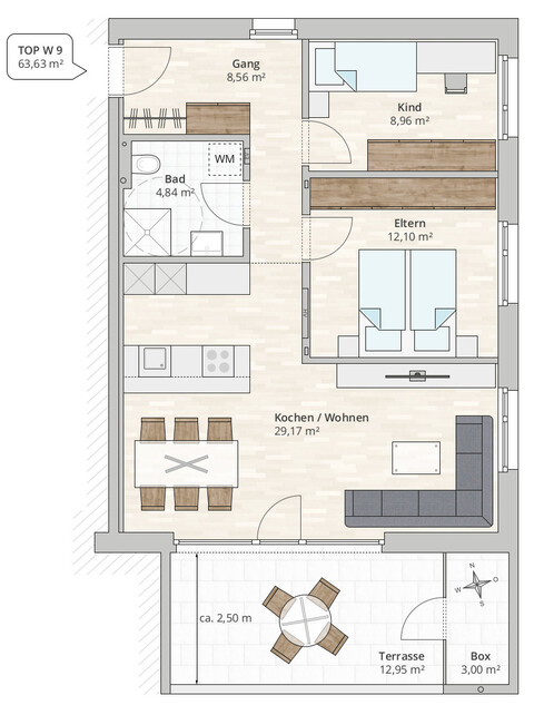 3-Zi-Terrassenwohnung TOP 9 in Rankweil-Brederis, Korngasse 5