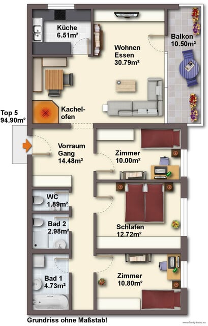 Ruhig gelegene 4 Zimmer Wohnung in Feldkirch/Tisis mit Tiefgaragenplatz!